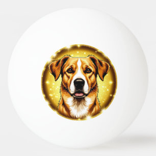Dog with Golden Background Ping Pong Ball