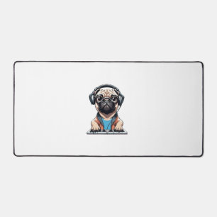 Dog With Headphones 1 Desk Mat