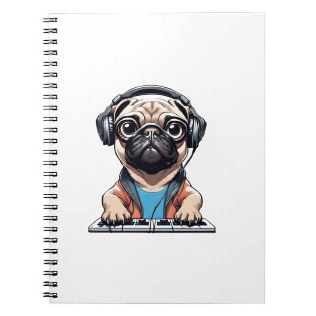 Dog With Headphones  1 Notebook (Front)