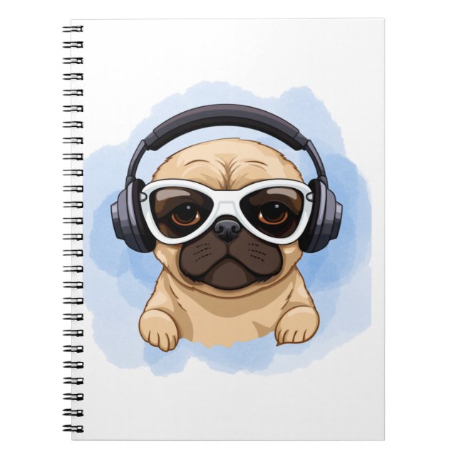 Dog With Headphones  2 Notebook (Front)