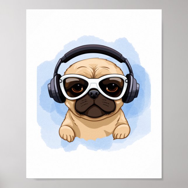 Dog With Headphones  2 Poster (Front)