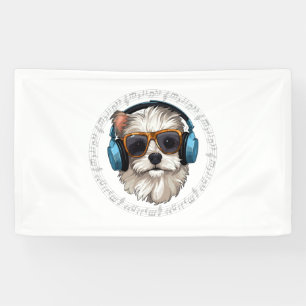 dog with headphones dog with glasses listen Listen Banner