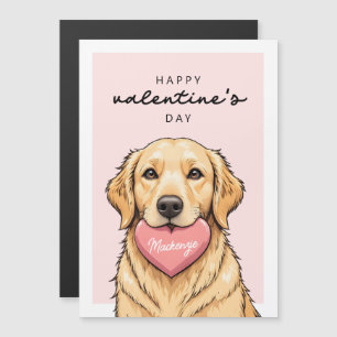 Dog with Heart Happy Valentines Day Magnetic Card