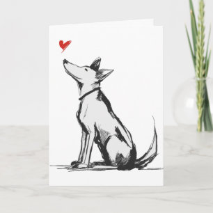 Dog with Heart – Minimal Love Animal Sketch Card