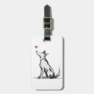 Dog with Heart – Minimal Love Animal Sketch Luggage Tag