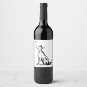 Dog with Heart – Minimal Love Animal Sketch Wine Label
