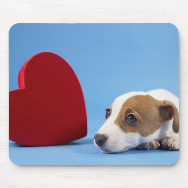 Dog with heart mouse pad (Front)