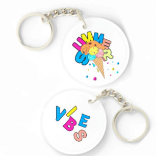 Dog with ice cream key ring