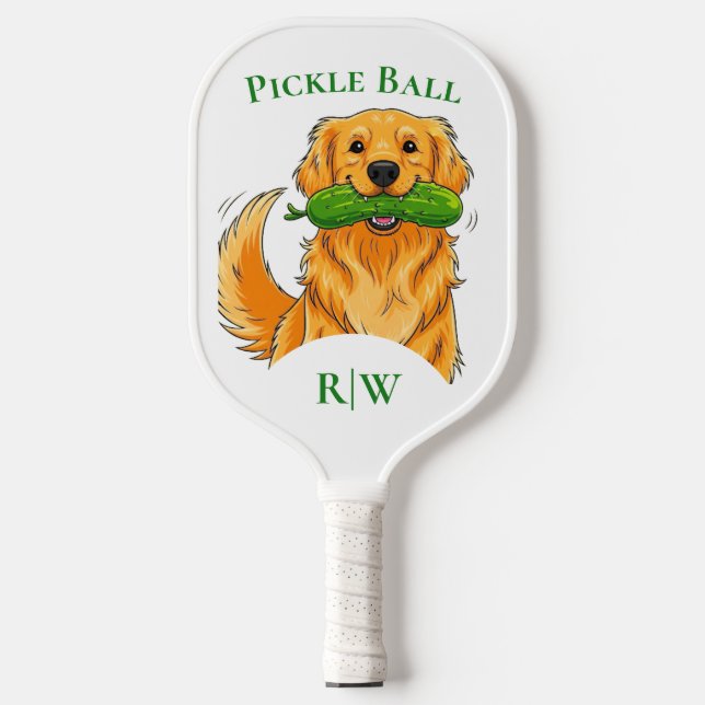 Dog with pickle nod to Pickleball origin  Paddle (Front)