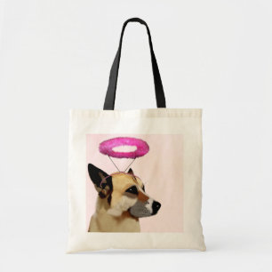 Dog with Pink Halo Tote Bag