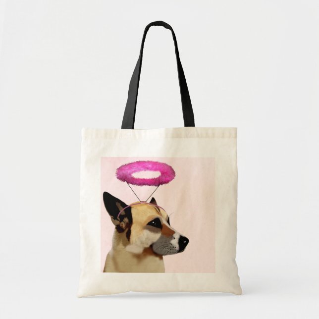 Dog with Pink Halo Tote Bag (Front)