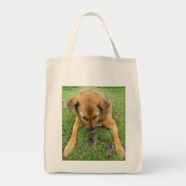 Dog with Rabbits tote bags (Front)