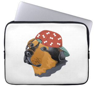 Dog with red cap laptop sleeve