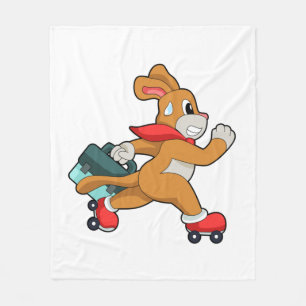 Dog with Roller skates Fleece Blanket