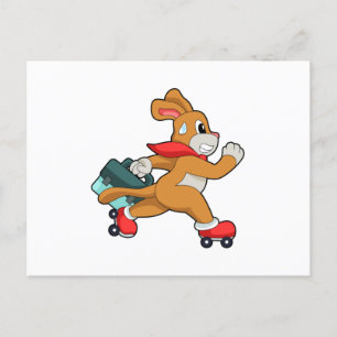 Dog with Roller skates Postcard