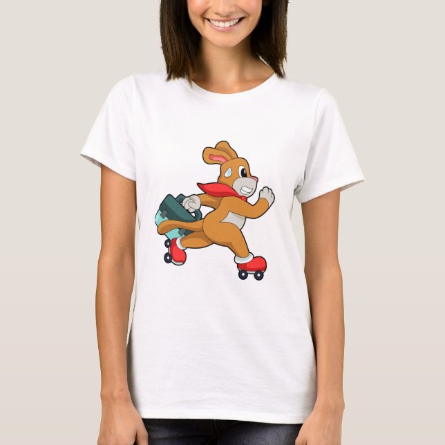 Dog with Roller skates T-Shirt (Front)