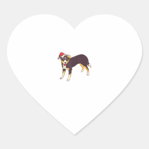 Dog With Santa Hat - Funny Christmas  Heart Sticker