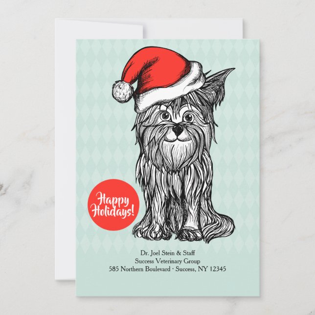 Dog with Santa Hat Holiday Card (Front)