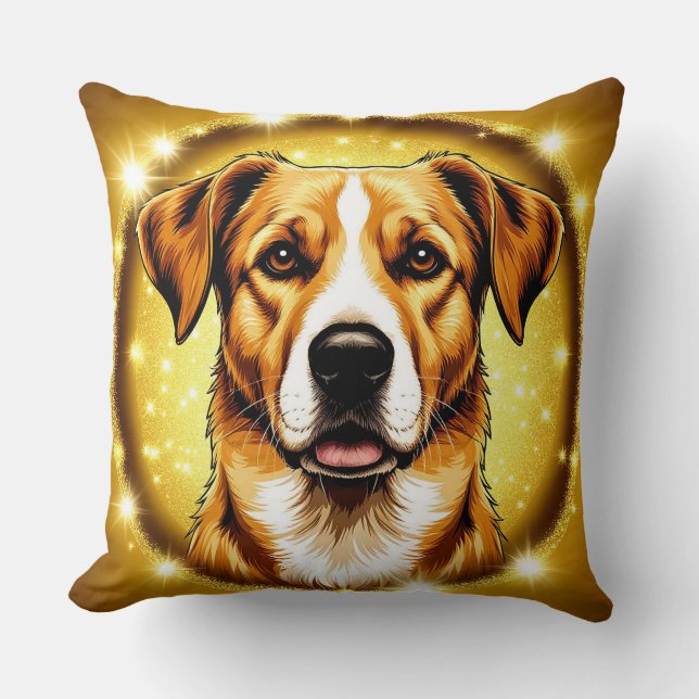 Dog with Sparkles Pet Lover Home Décor Gift Cushion (Front)