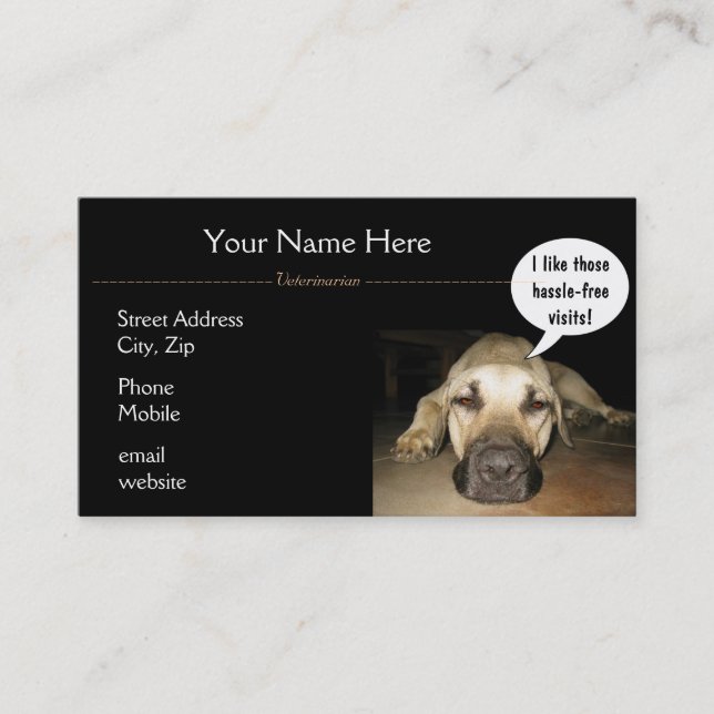 Dog with Speech Bubble: Veterinarian Business Card (Front)