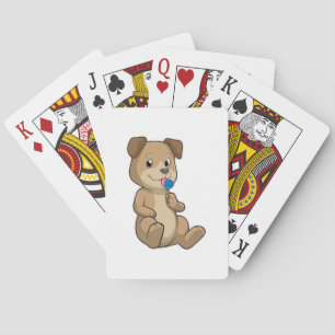Dog with Sweets Lollipop Playing Cards