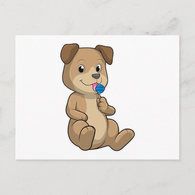 Dog with Sweets Lollipop Postcard (Front)