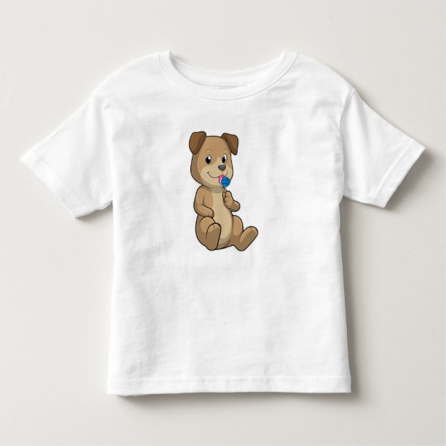 Dog with Sweets Lollipop Toddler T-Shirt (Front)