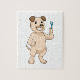 Dog with Toothbrush Jigsaw Puzzle
