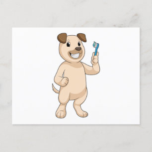 Dog with Toothbrush Postcard