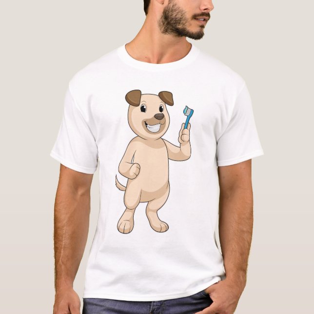 Dog with Toothbrush T-Shirt (Front)