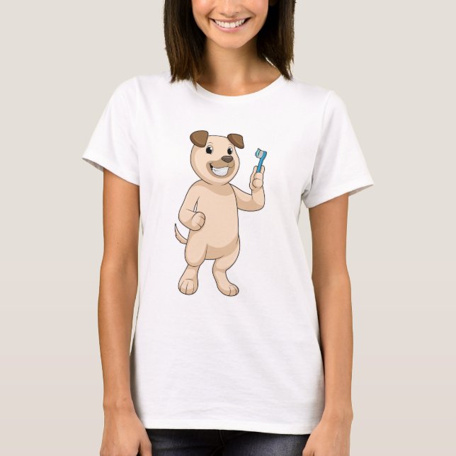Dog with Toothbrush T-Shirt (Front)