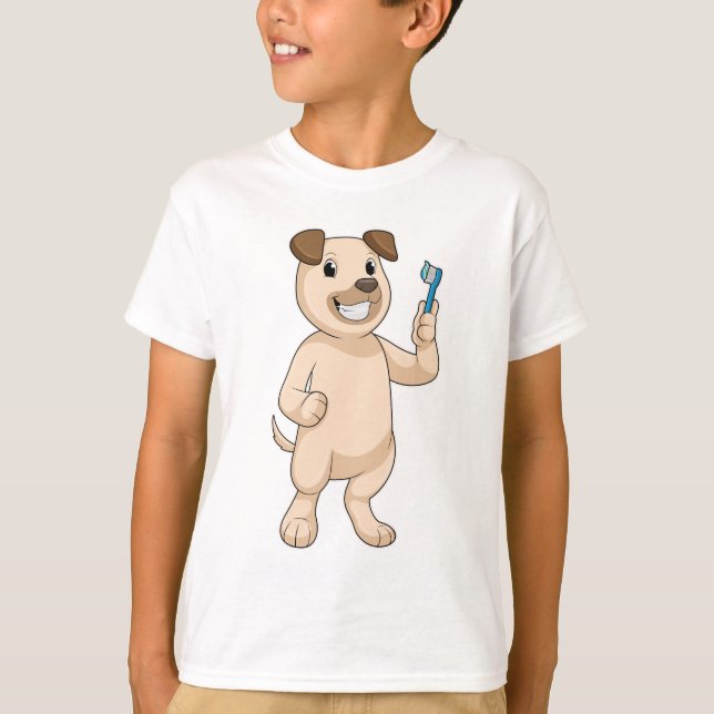Dog with Toothbrush T-Shirt (Front)