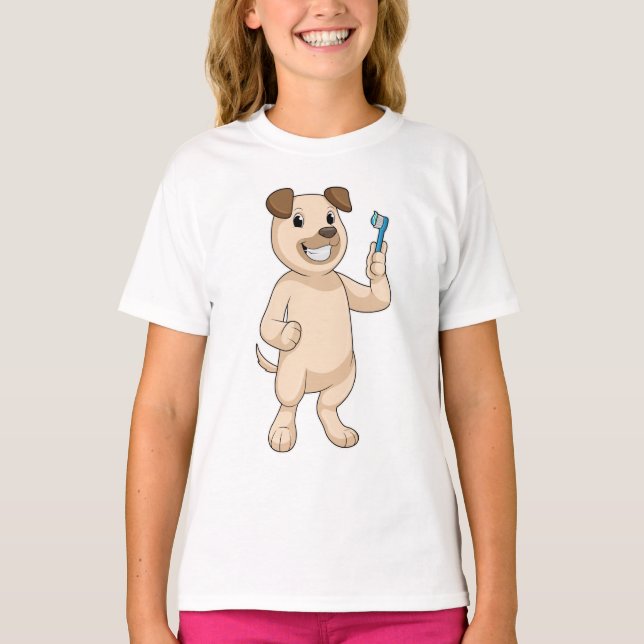 Dog with Toothbrush T-Shirt (Front)