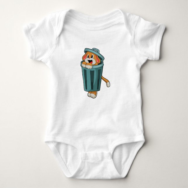 Dog with Trashcan Baby Bodysuit (Front)