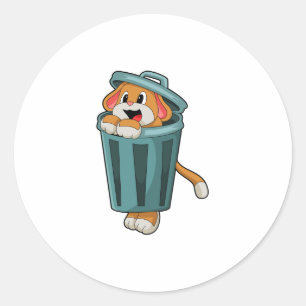 Dog with Trashcan Classic Round Sticker