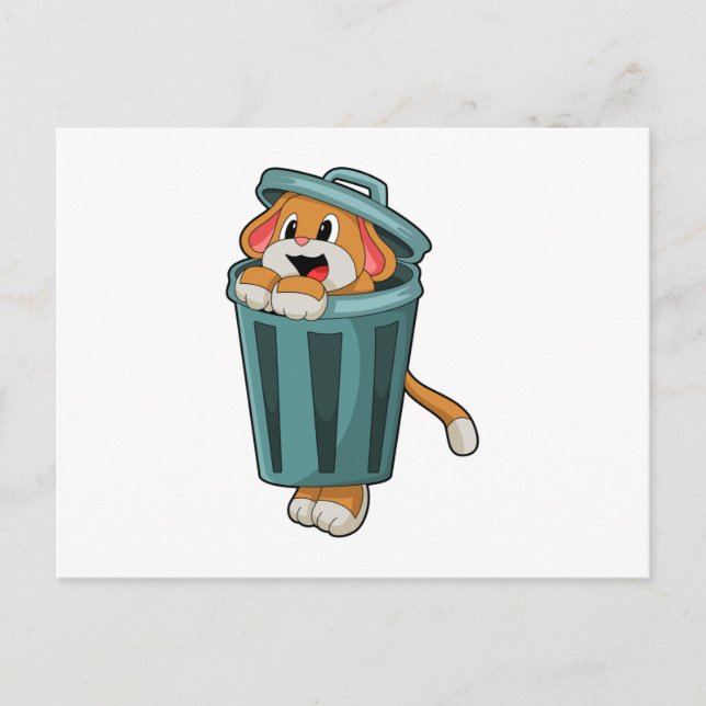 Dog with Trashcan Postcard (Front)