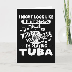 Dog With Tuba Music Tubaist Tubist Tuba Card