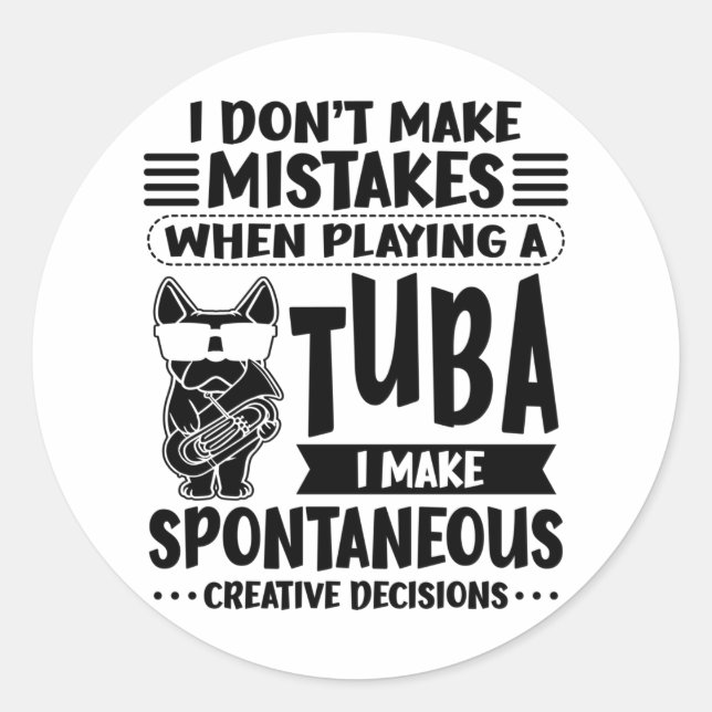 Dog With Tuba Music Tubaist Tubist Tuba Classic Round Sticker (Front)
