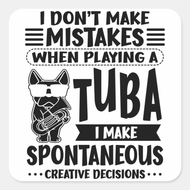 Dog With Tuba Music Tubaist Tubist Tuba Square Sticker (Front)