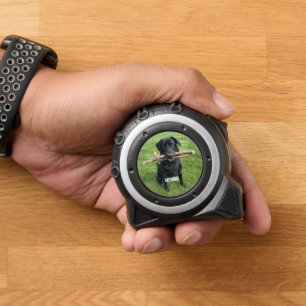 Dog with two sticks Personalised Tape Measure 1