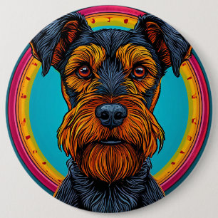 Dog with Vibrant Circular Background Design 6 Cm Round Badge