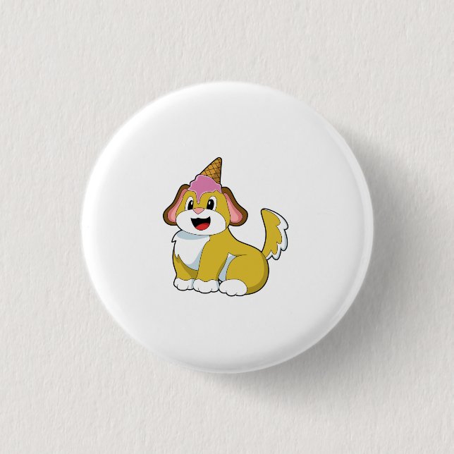 Dog with Waffle ice cream 3 Cm Round Badge (Front)