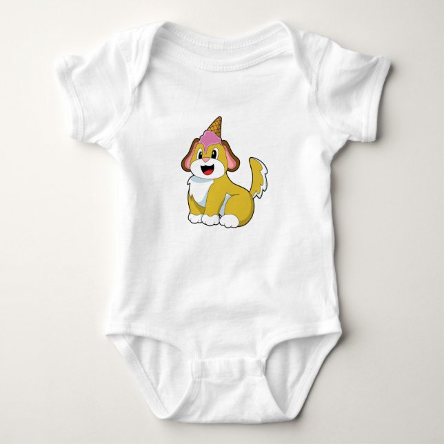 Dog with Waffle ice cream Baby Bodysuit (Front)