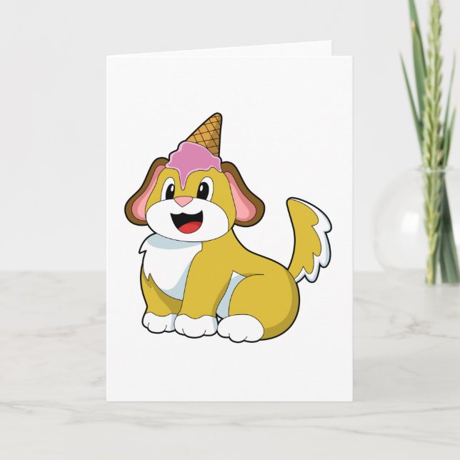 Dog with Waffle ice cream Card (Front)