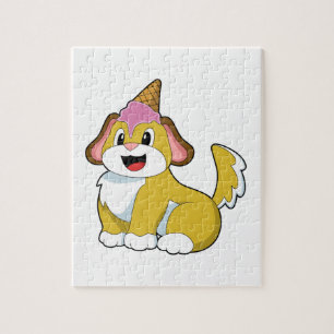 Dog with Waffle ice cream Jigsaw Puzzle