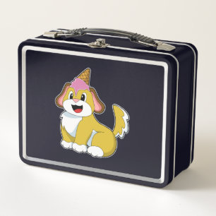 Dog with Waffle ice cream Metal Lunch Box