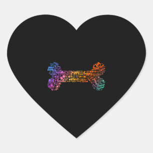 Dog Word Cloud (bone colourful) Heart Sticker