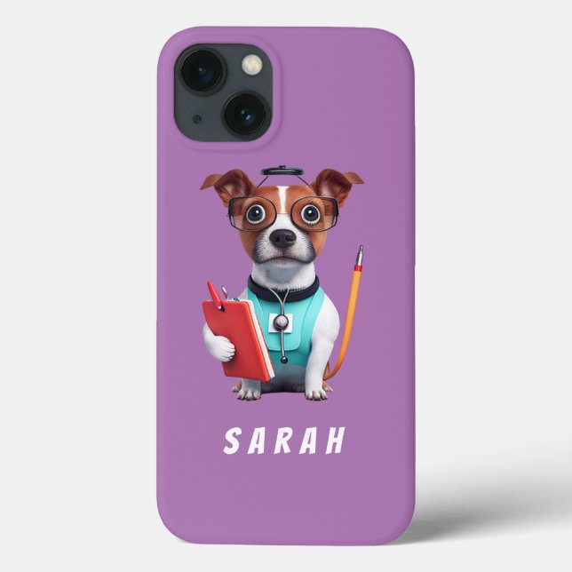Dog Working as Nurse, Dog Wearing Nurse uniform Case-Mate iPhone Case (Back)