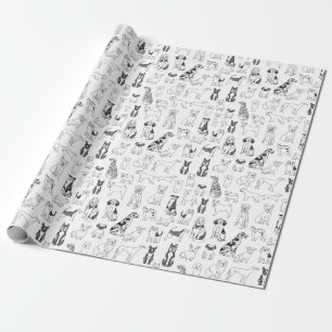 Dog Wrapping Paper - black and white dog design