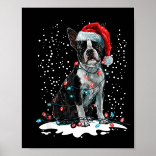 Dog Xmas Men Women Favourite Boston Terrier Poster